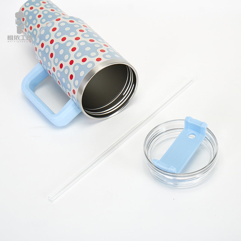 Wholesale 40oz Stainless Steel Western Style Aztec Leopard Print Car Straw Cup Ice Bullies Cup