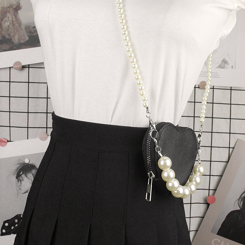 Bolso al por mayor de la forma del corazón de la cadena de la perla de la PU