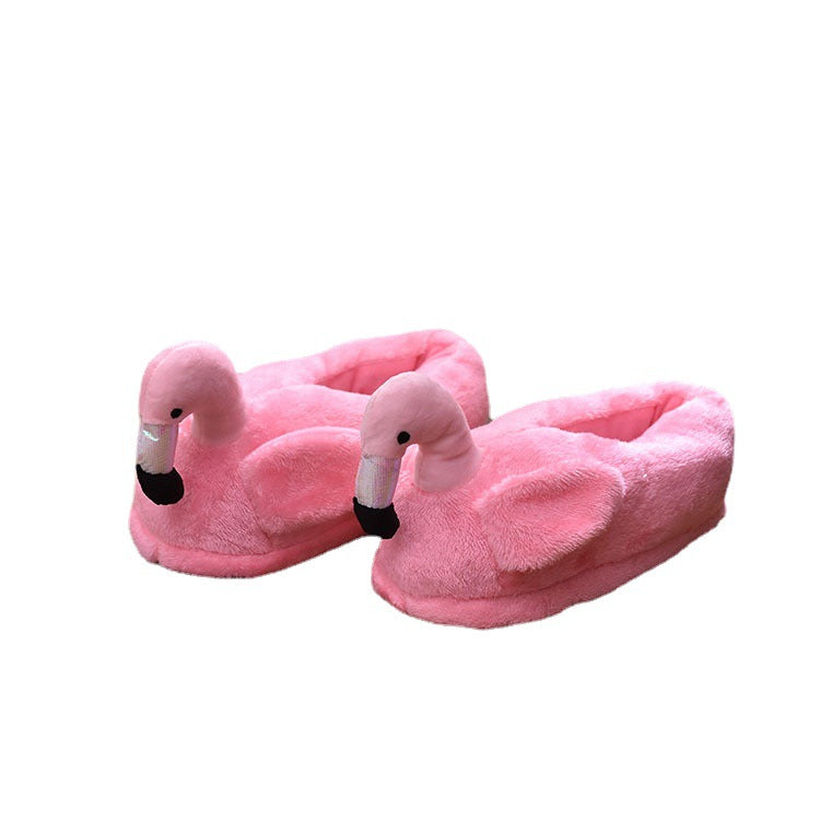Wholesale Flamingo Thermal Cotton Indoor Soft Bottom Plush Slippers