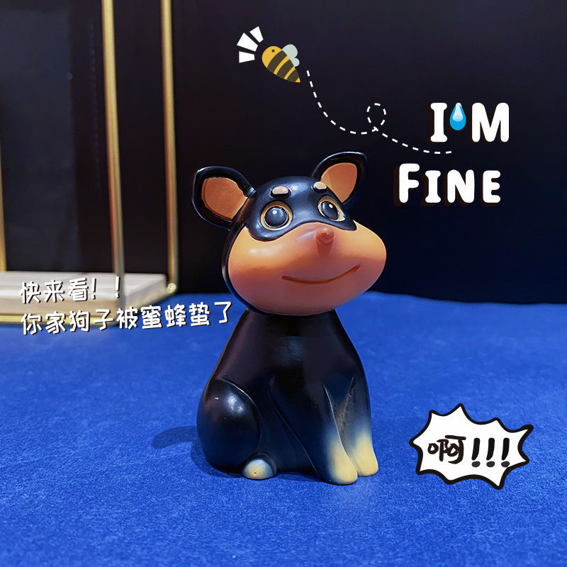 Wholesale Resin Bee Dog Figure Keychain