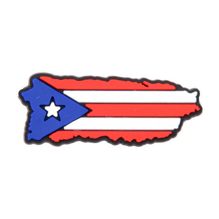 Wholesale 100PCS PVC DIY Hole Shoes Accessories Puerto Rico Flag Shoes Flowers