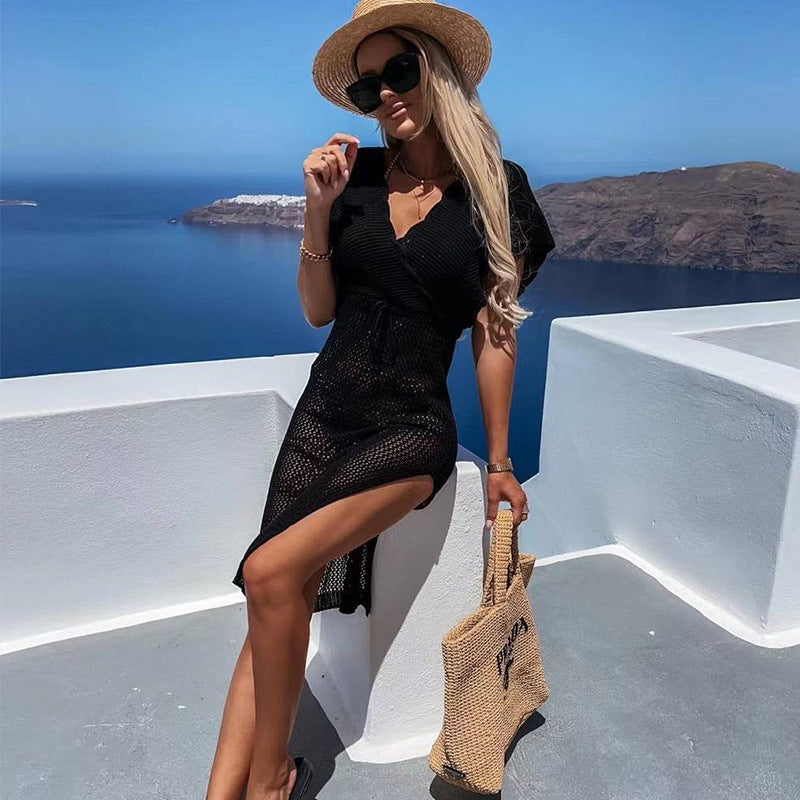 Wholesale Hollow Stitching Sunscreen Shirt Polyester Swimwear