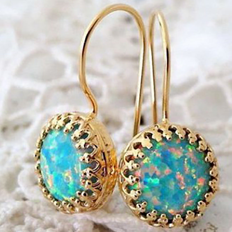 Wholesale Statemente Green Turquoise Metal Earrings