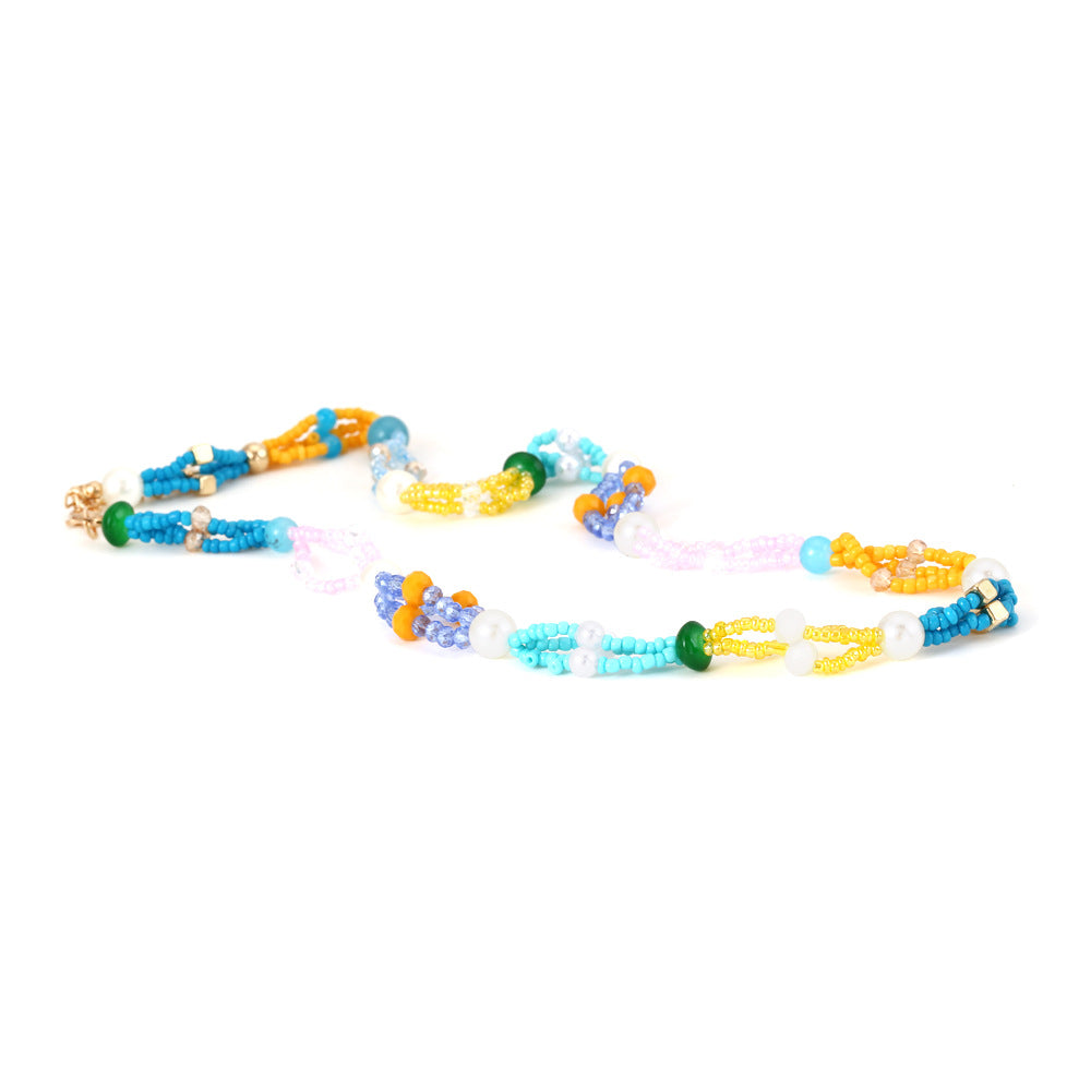 Collar con cuentas de resina bohemia al por mayor con collar plegable multicapa