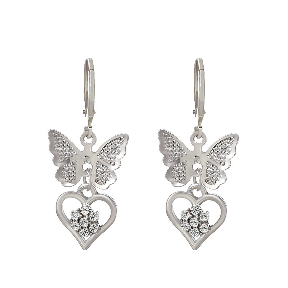 Wholesale Metal Geometric Alphabet Heart Alloy Earrings