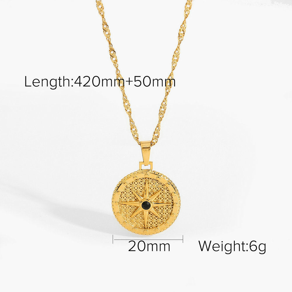 Wholesale Stainless Steel Gold Plated Coin Medal Necklace