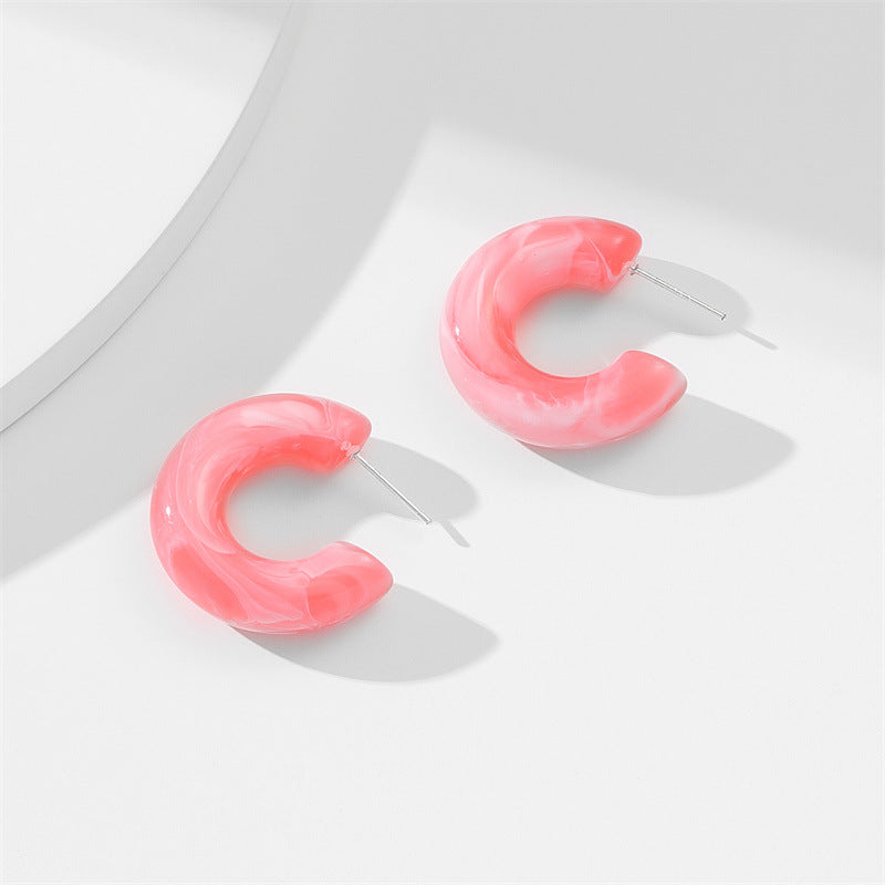 Wholesale Solid Color C Shape Plastic Earrings