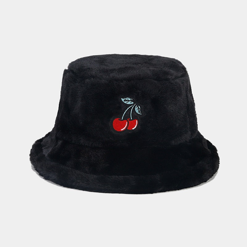 Wholesale Winter Cherry Bucket Hat Plush Hat