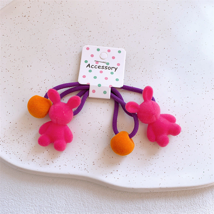 Wholesale Cartoon Flocking Peach Heart Bunny Children Hair Band