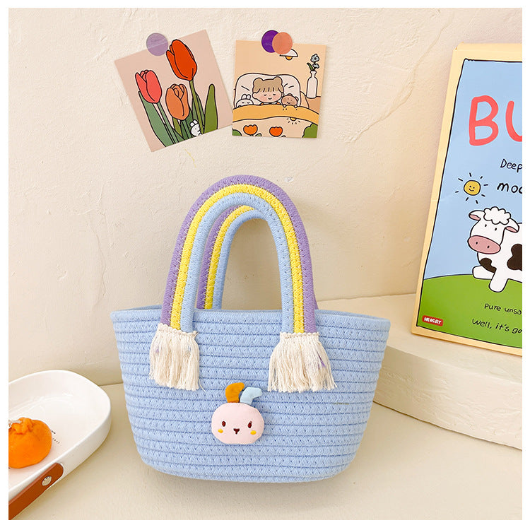 Bolso al por mayor de la playa del arco iris tejido cuerda del algodón del PDA