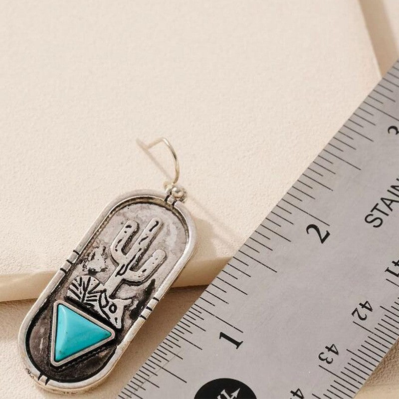 Wholesale Vintage Oval Cactus Alloy Earrings