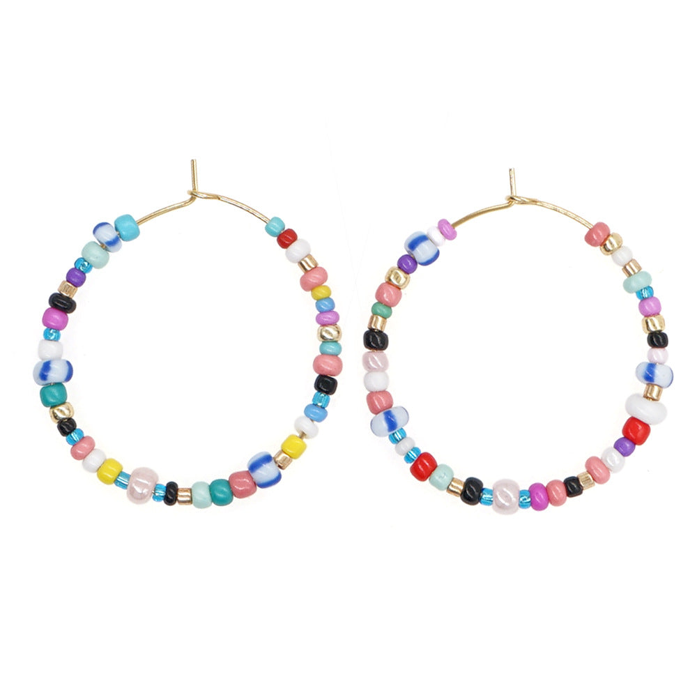 Wholesale Jewelry Ethnic Eyes Rice Beads Earrings