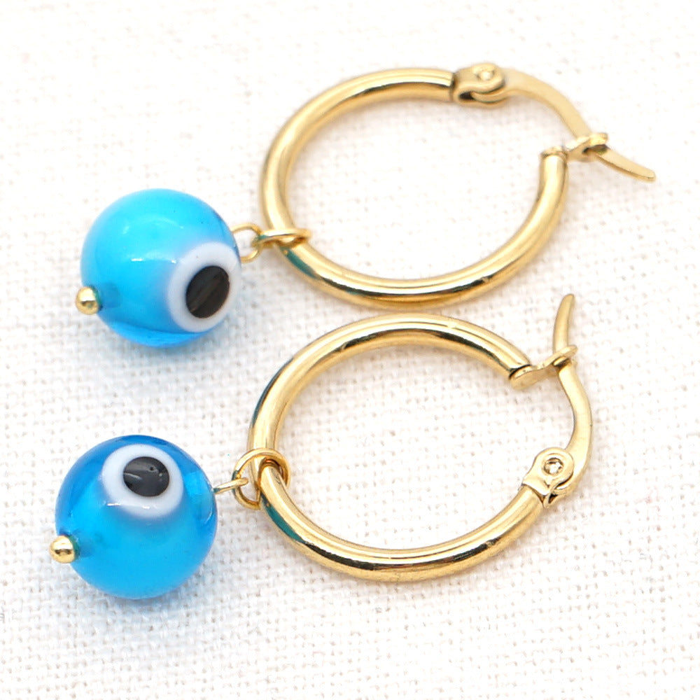 Wholesale Bohemian Turkish Blue Eyes Glass Earrings