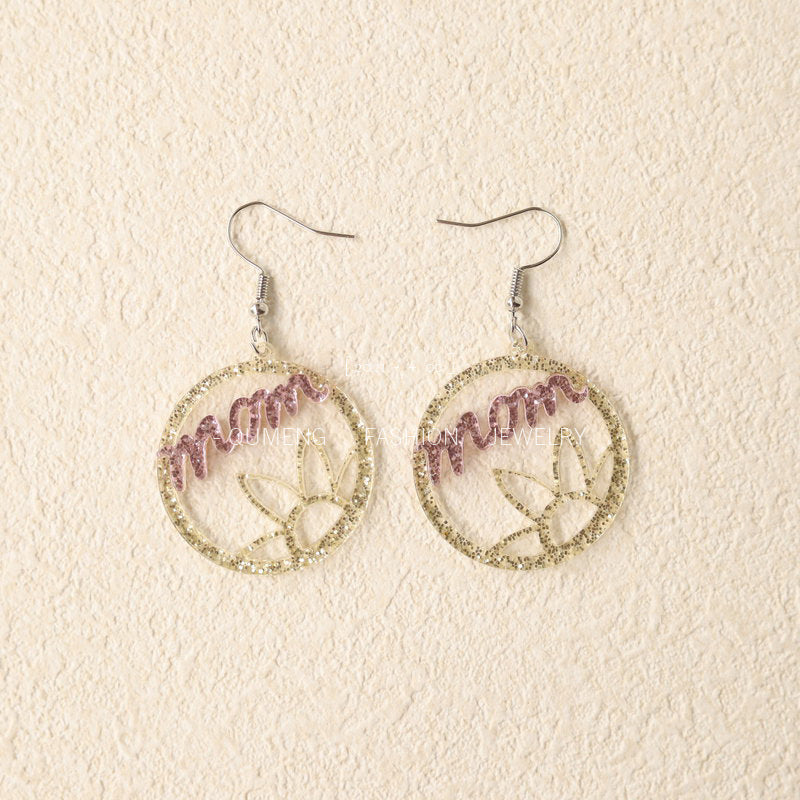 Wholesale Mother's Day Acrylic Glitter Earrings