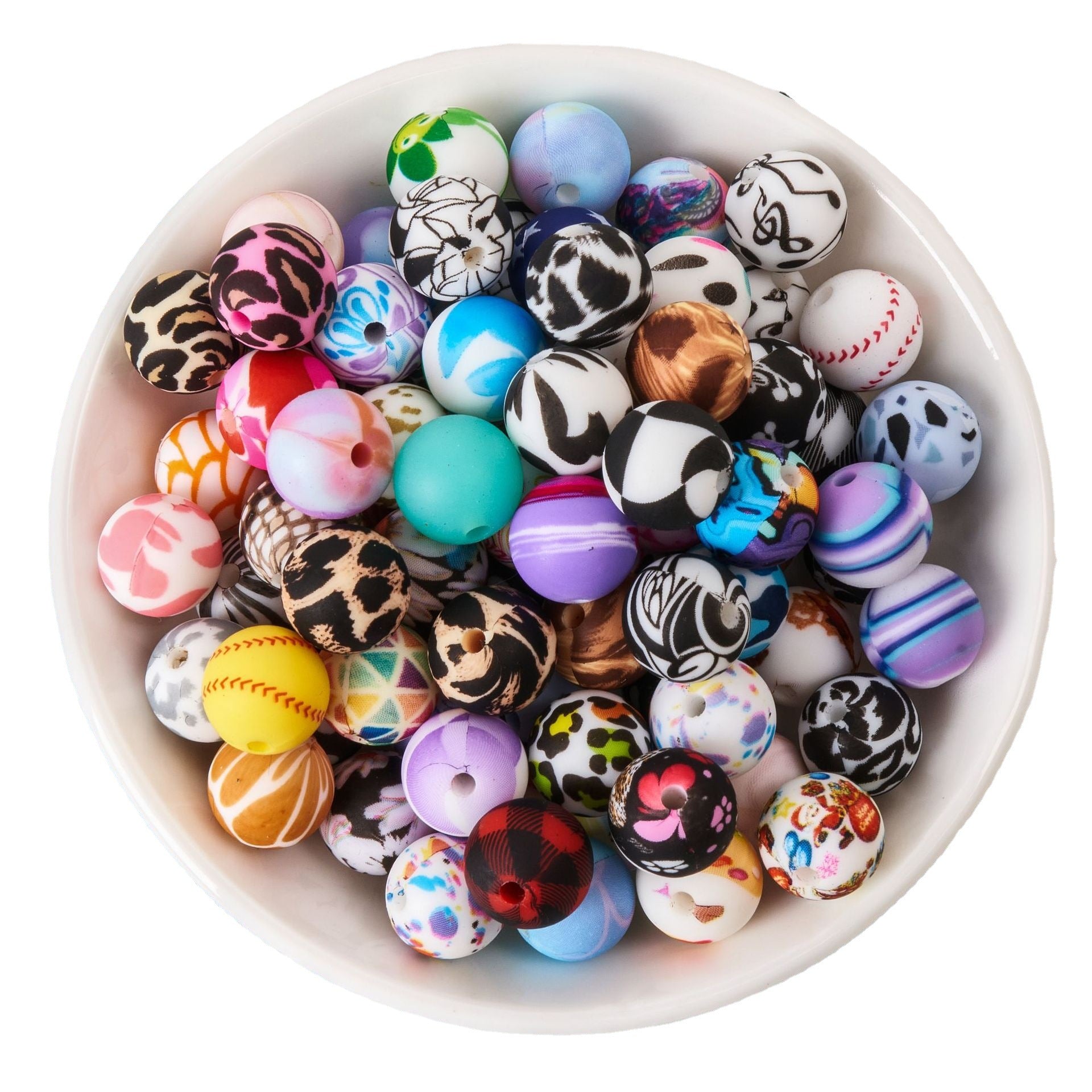 Wholesale 100PCS Random Leopard Skull Silicone Beads