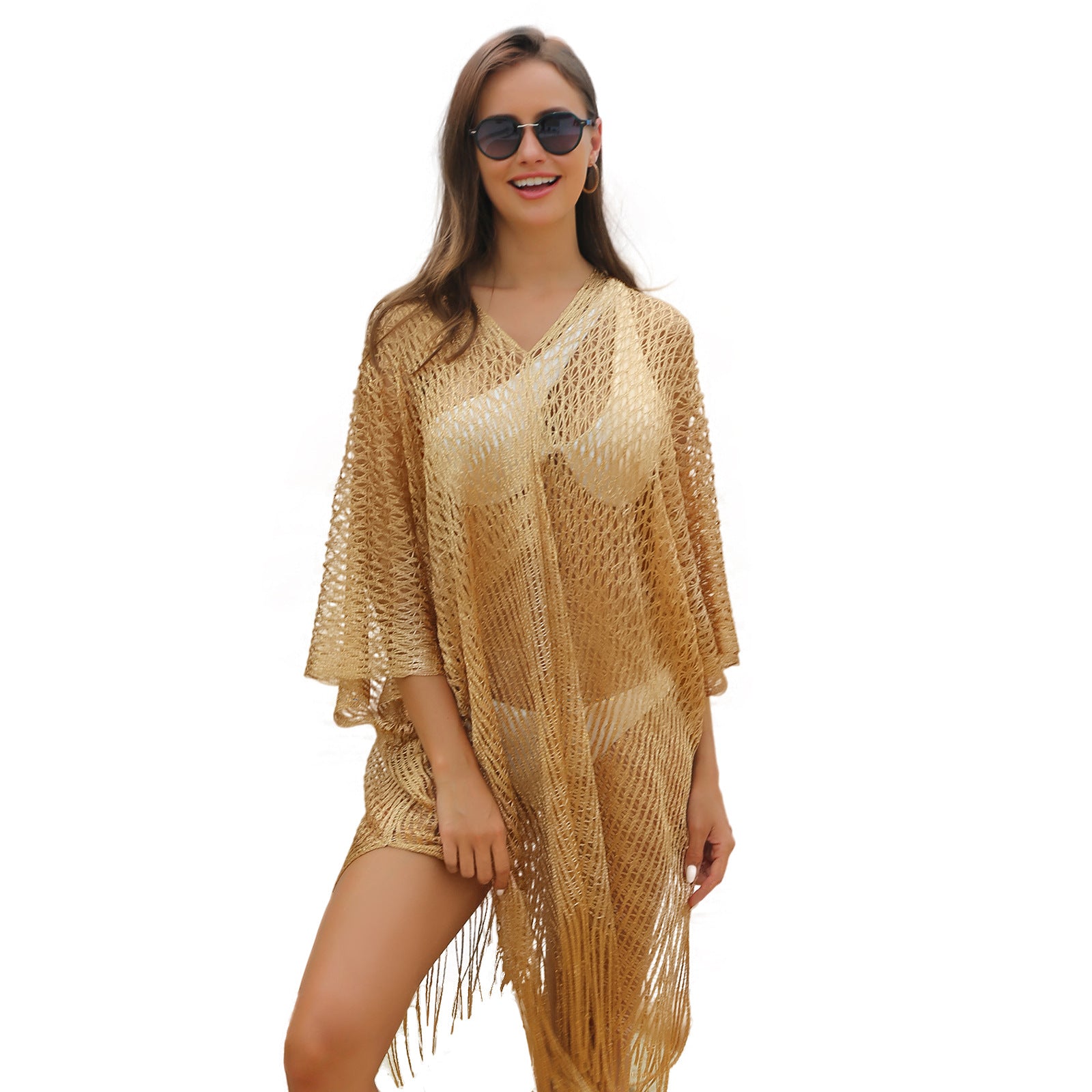 Wholesale Beach Pullover Filigree Hollow Shawl Swimwear