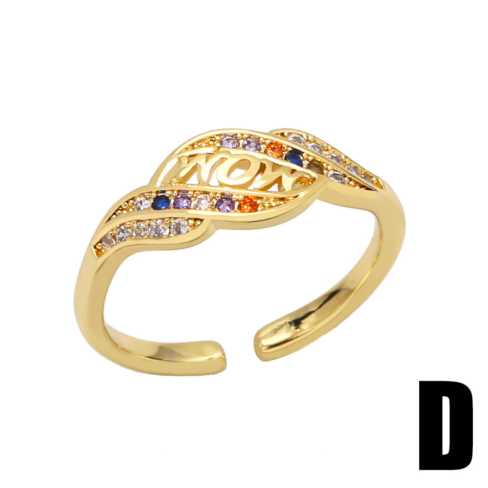 Wholesale Jewelry Gold Plated Mother's Day Copper Rings