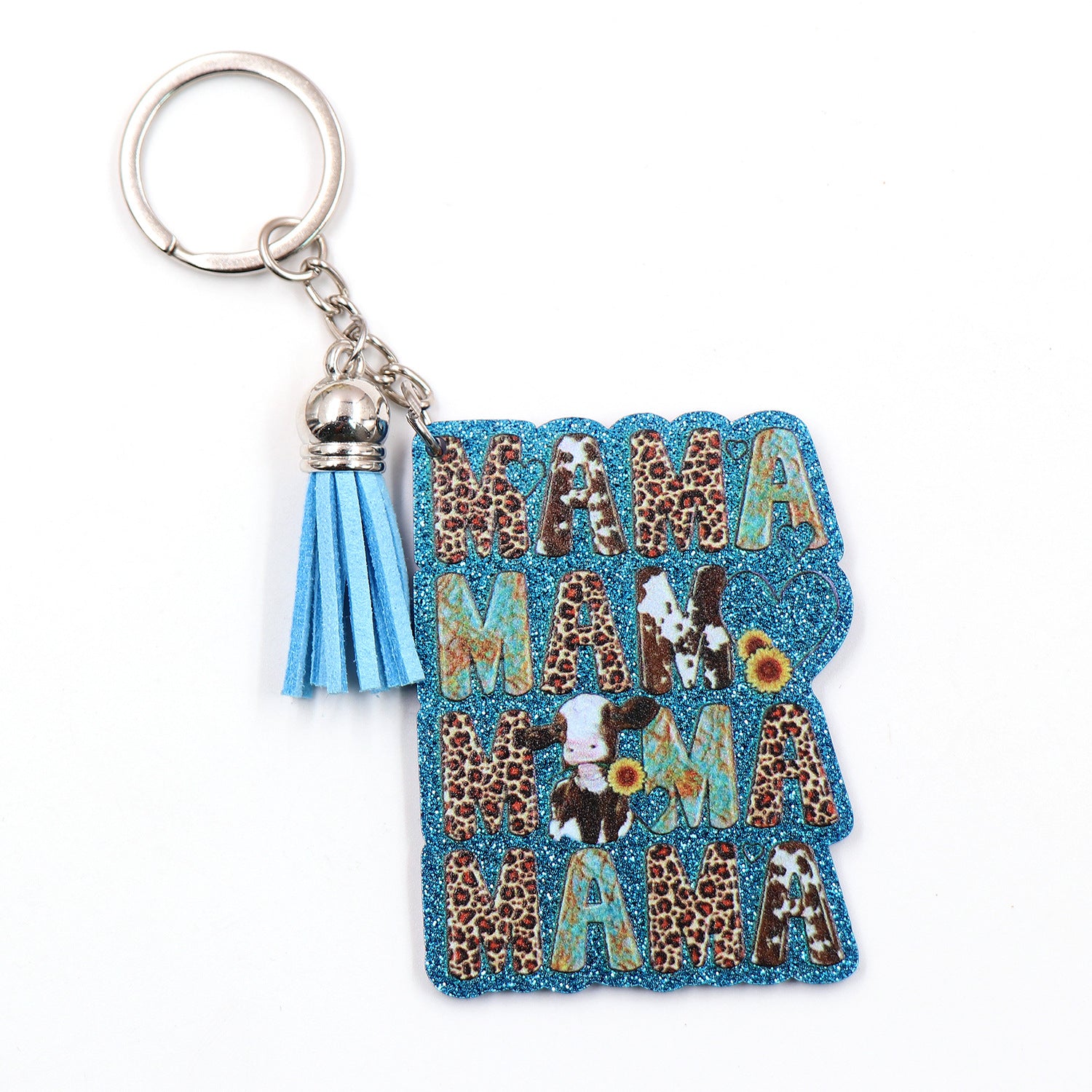 Wholesale Mother's Day Acrylic Mama Cow Leopard Print Keychain
