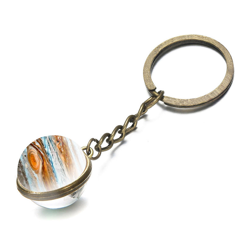 Wholesale Nine Planets of The Milky Way Glass Pendant Key Chain