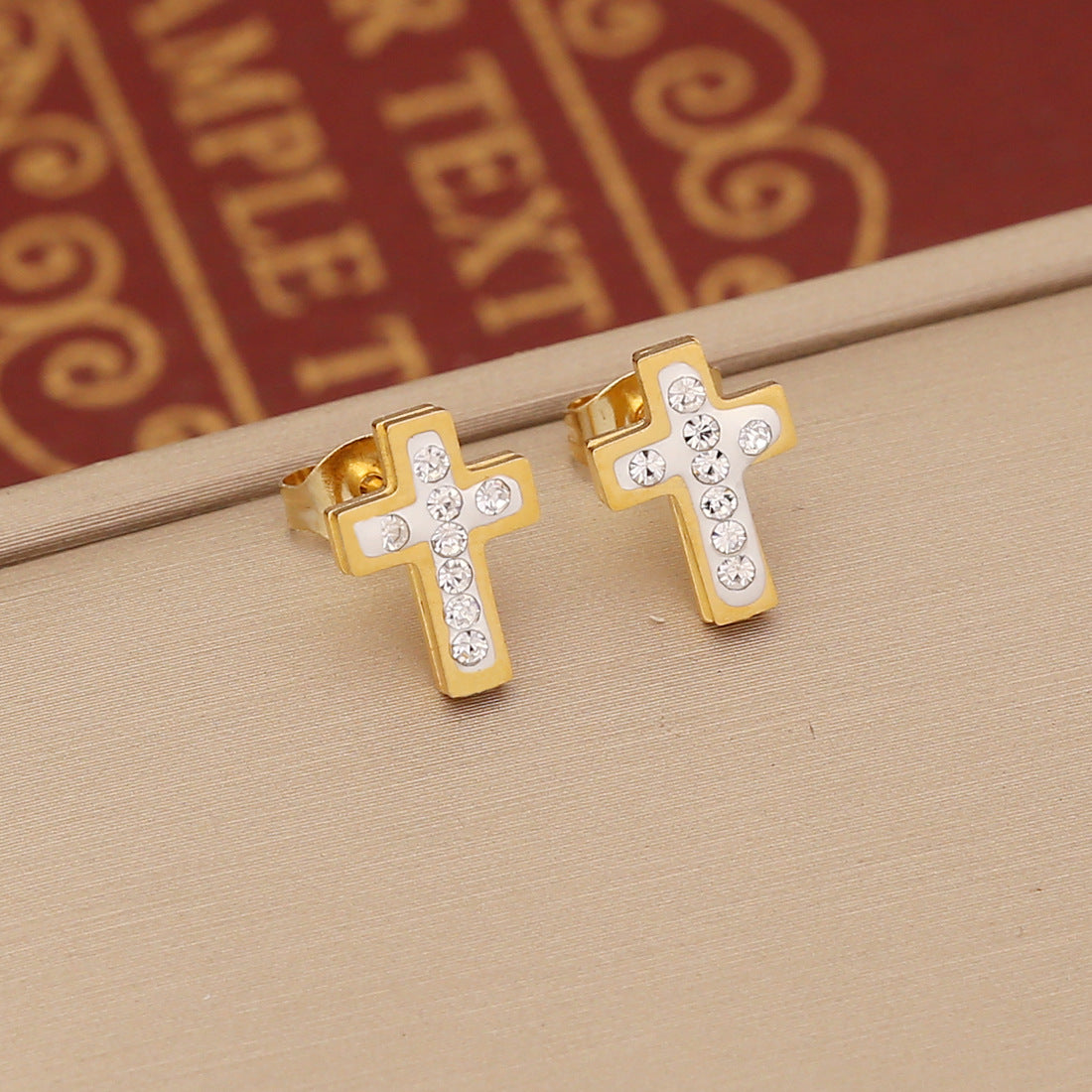 Wholesale Stainless Steel Full Diamond Heart Earrings