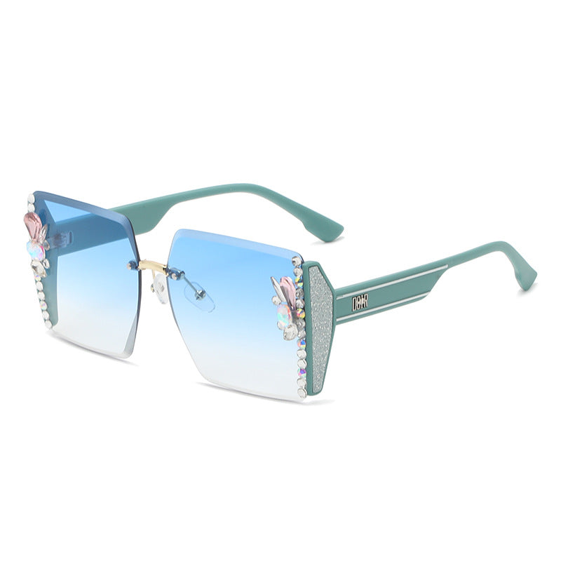 Wholesale Diamond-encrusted Large Frame PC UV-resistant Sunglasses