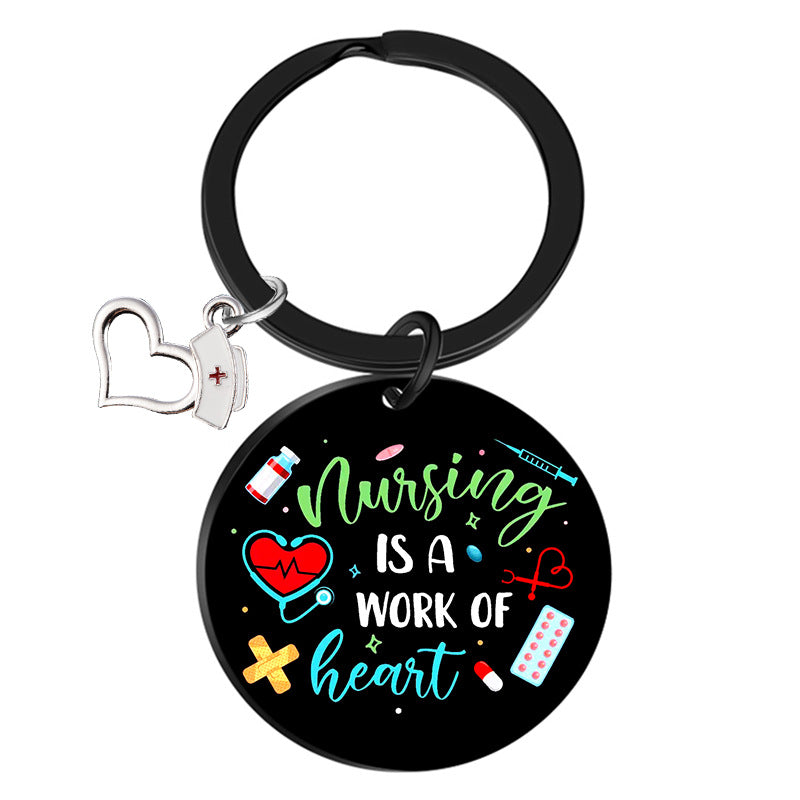 Wholesale Stainless Steel Nurses Day Color Printing Creative Keychain