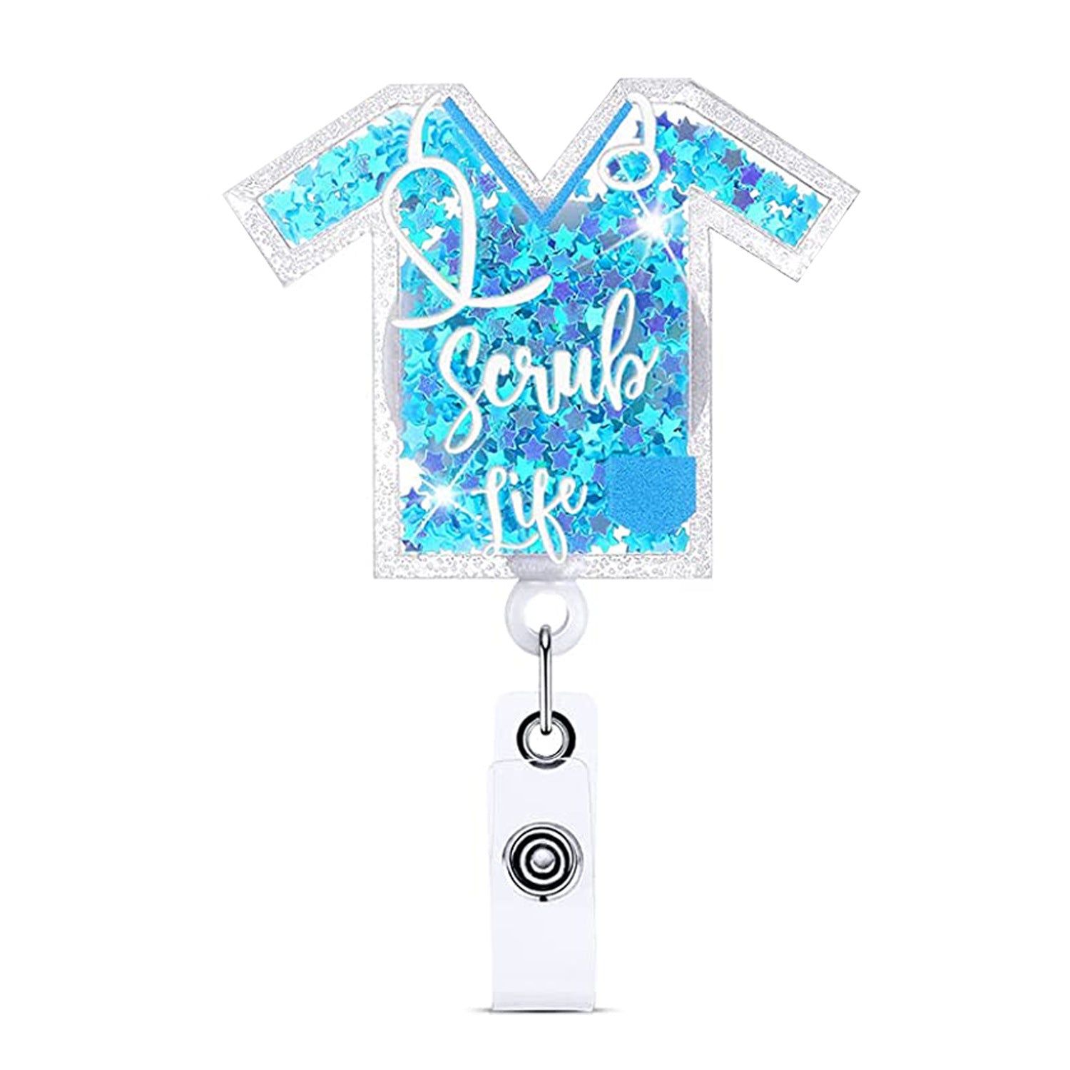 Wholesale Badge Reels ABS Sequin Clothes Nurse Doctor Retractable Keychain