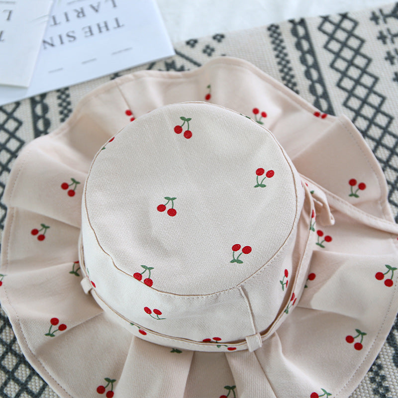 Sombrero de pescador para niños con volantes y lazo de algodón al por mayor