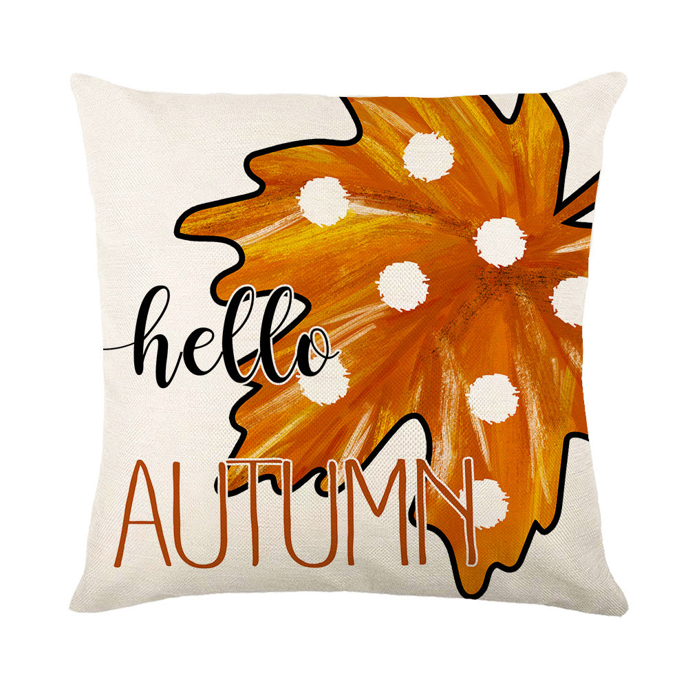 Wholesale Thanksgiving Throw Pillow Cover Linen Maple Leaf Printing Home Pillow Cushion Cover