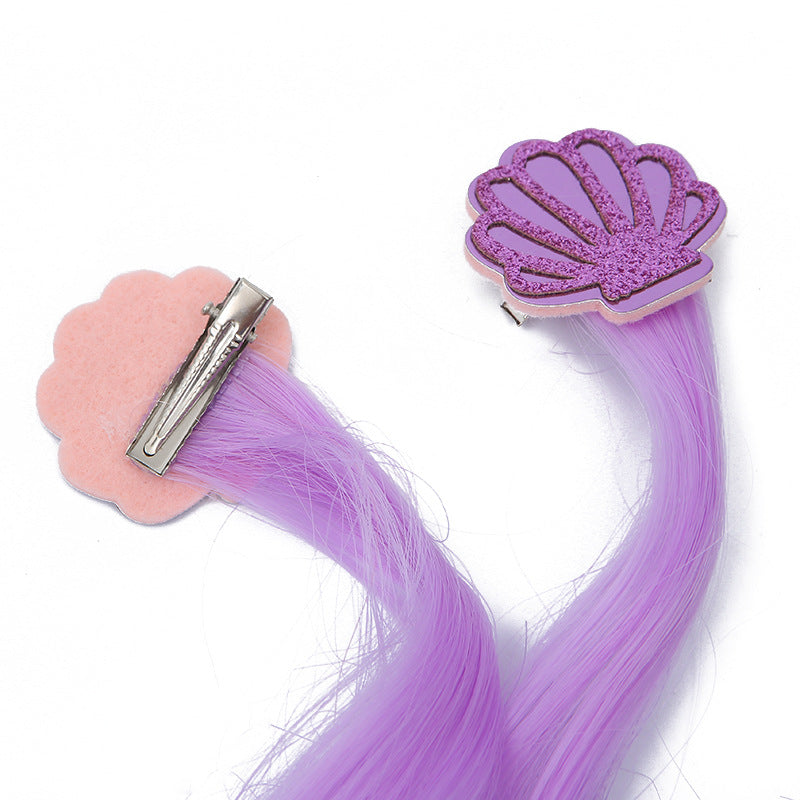 Wholesale Mermaid Color Gradient Wig Fabric Hair Clips