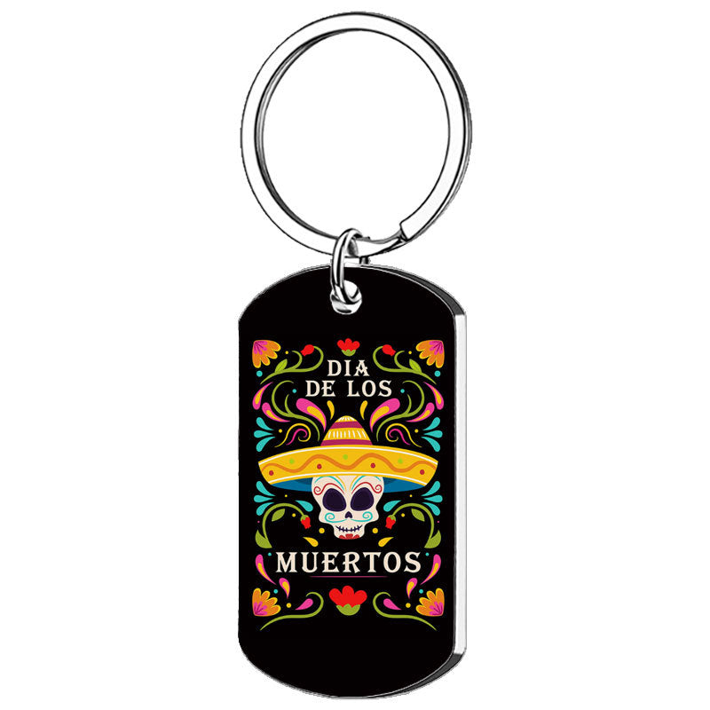 Wholesale New Mariachia Mexico Day of the Dead Stainless Steel Keychain