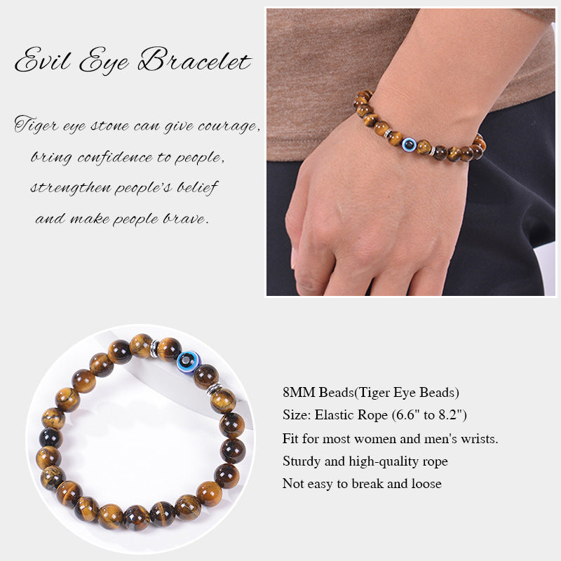 Wholesale Evil Eye Tiger Eye Beaded Bracelets
