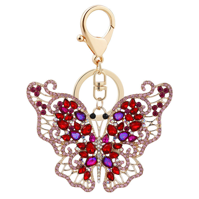 Wholesale Zinc Alloy Crystal Full Diamond Hollow Butterfly Keychain