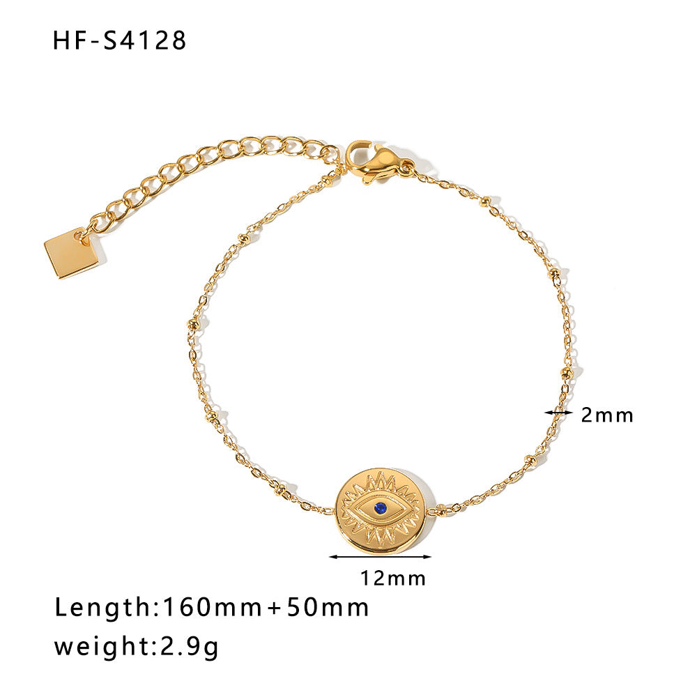 Wholesale Vintage Round Butterfly Natural Stone Zircon Pearl Stainless Steel Bracelet