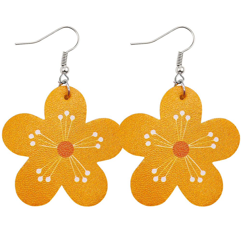 Joyas al por mayor Pendientes de piel sintética con estampado reversible de conejito de Pascua