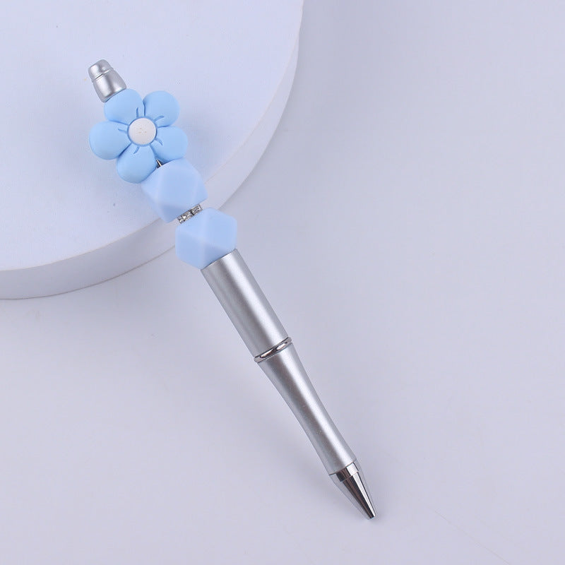 Wholesale Beadable Pens Handmade Flower Silicone Beaded Ballpoint Pen
