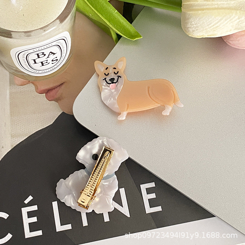 Wholesale Cartoon Cute Puppy Acetic Acid Plate Hairpin