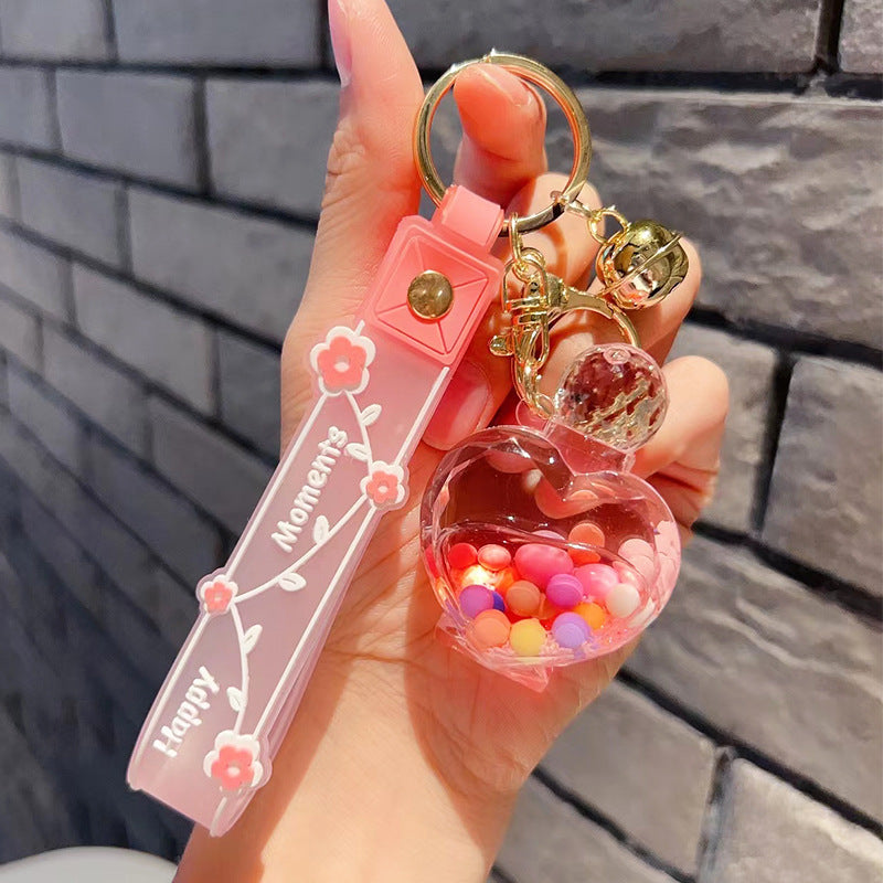 Botella de perfume acrílico al por mayor burbujas de burbujas y llavero de botella de deriva