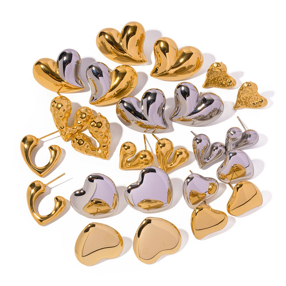 Wholesale Heart-shaped Stainless Steel Earrings
