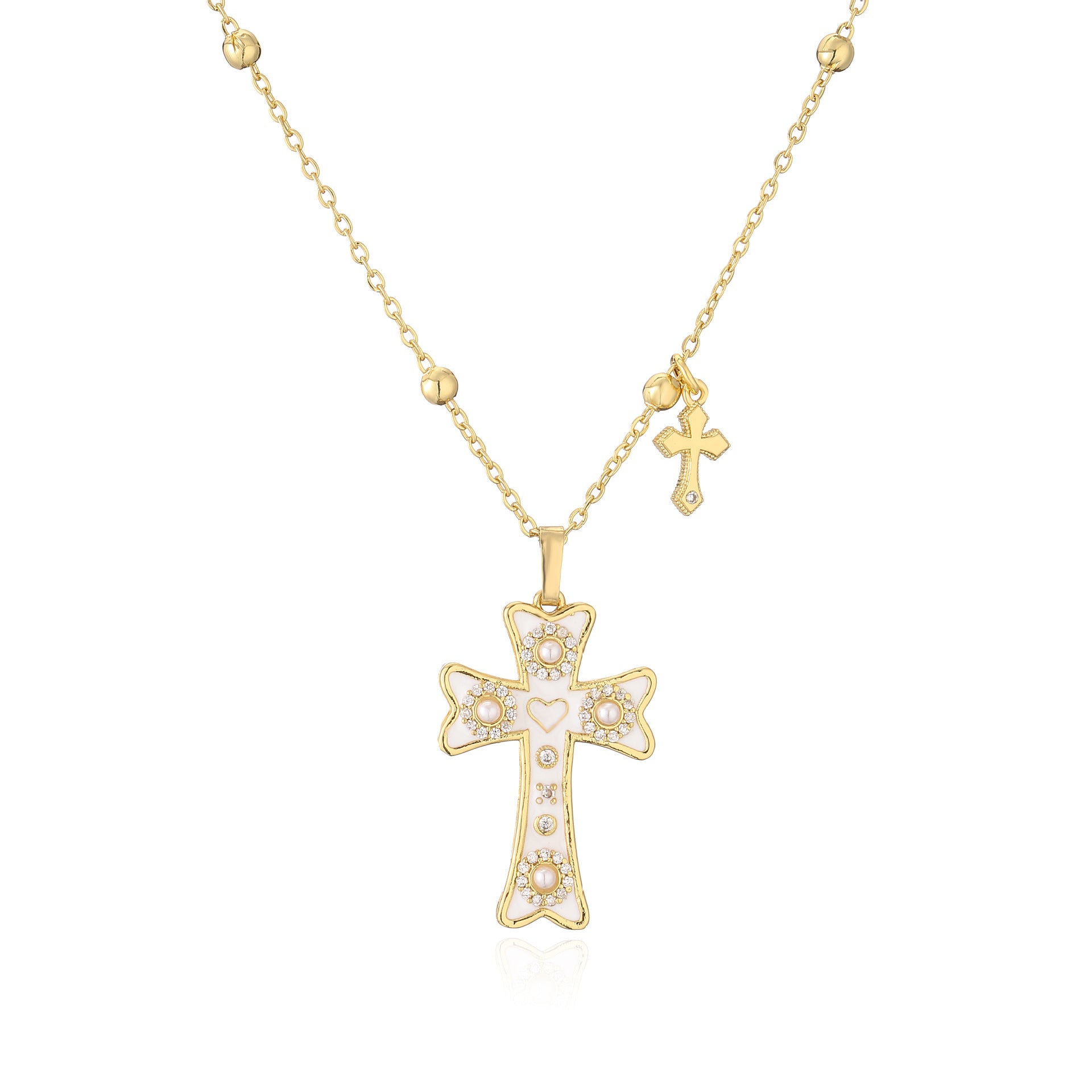 Wholesale Copper Gold Plated Oil Drip Cross Necklace