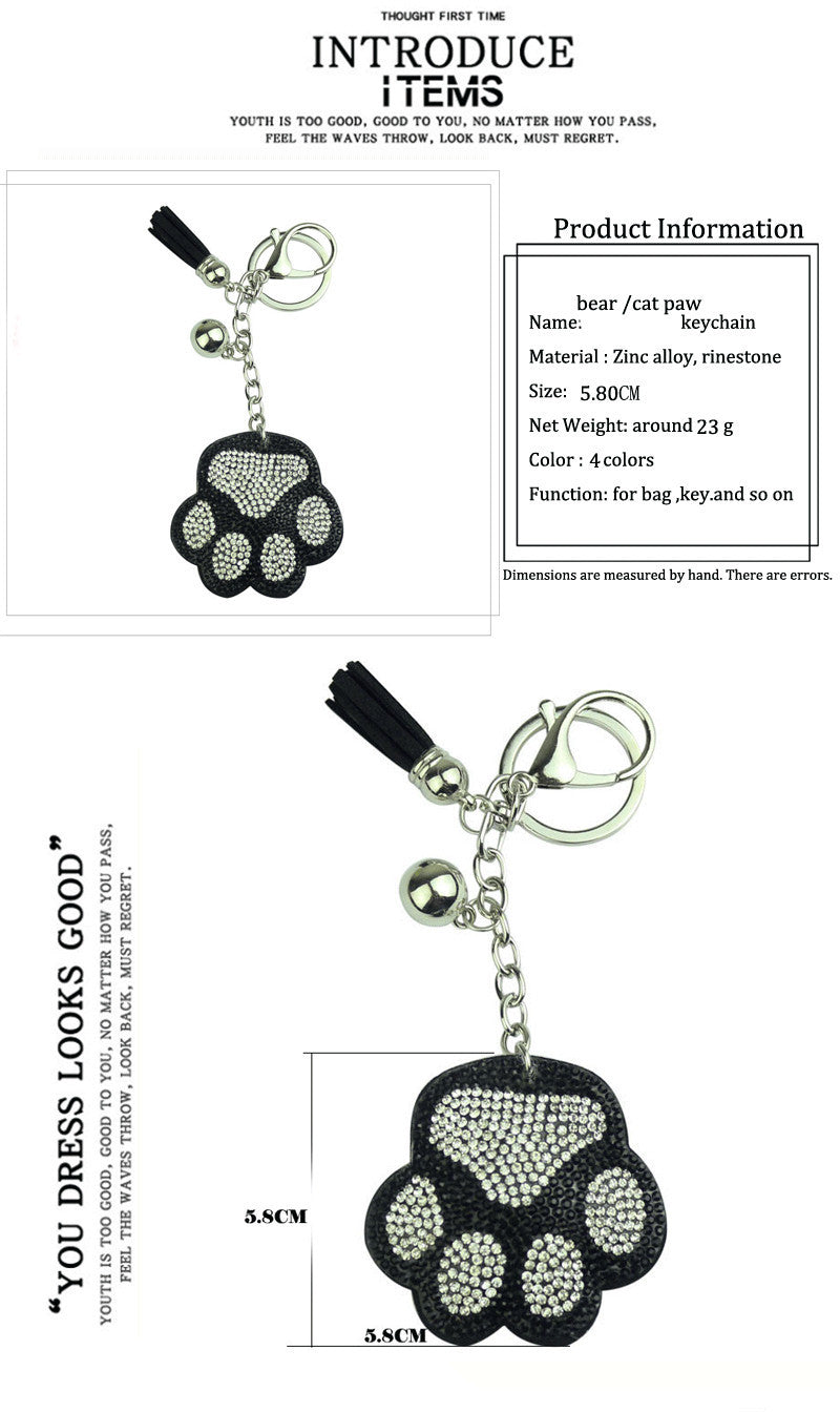 Wholesale Zinc Alloy Diamond Cat Claw Key Chain