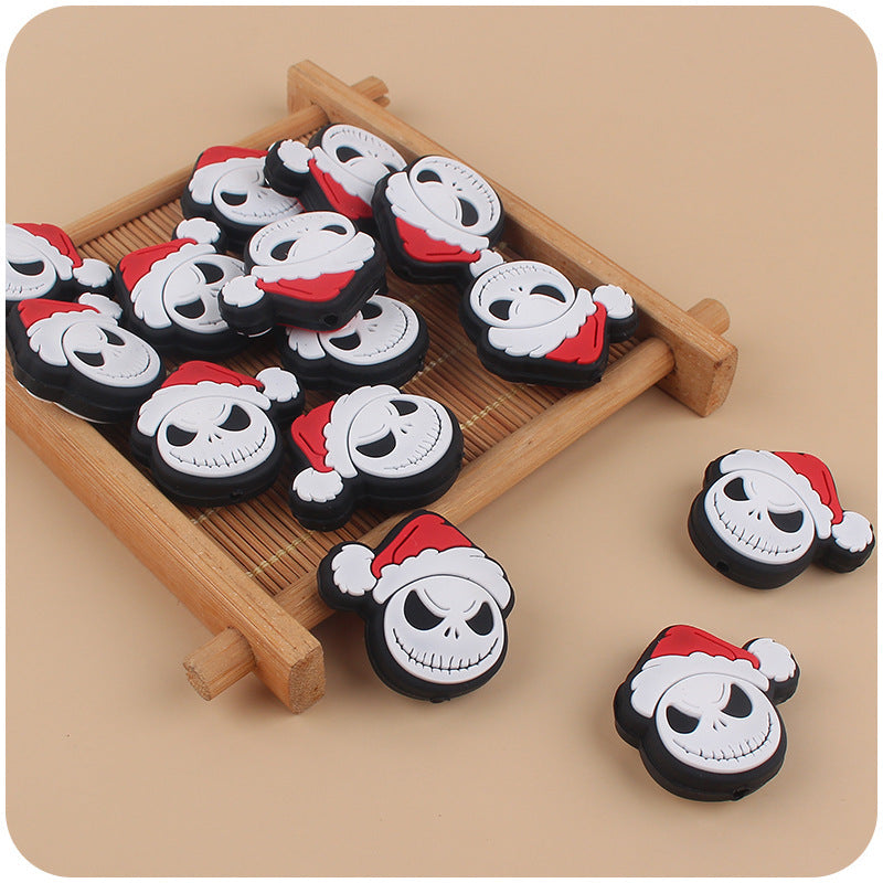 Wholesale 5pcs/pack Cartoon Santa Claus Silicone Focal Beads