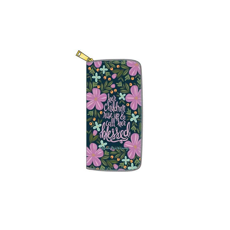 Wholesale Flower PU Long Zipper Wallet