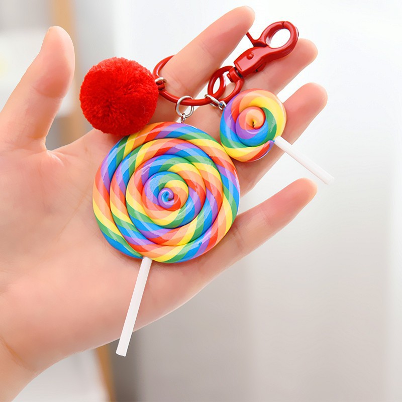 Wholesale Slime Rainbow Lollipop Keychains