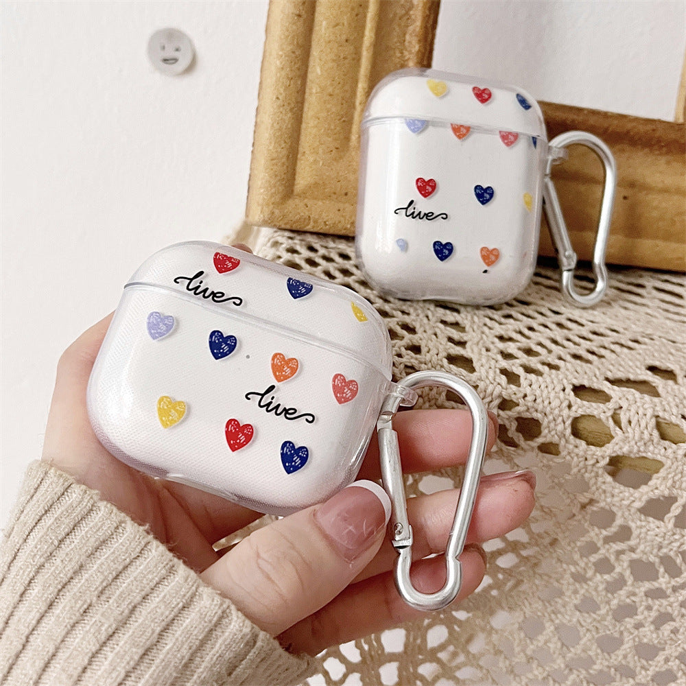 Wholesale Blue Red Yellow Color Love TPU Transparent Headset Case