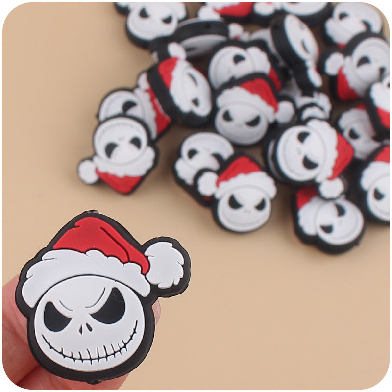 Wholesale 5pcs/pack Cartoon Santa Claus Silicone Focal Beads