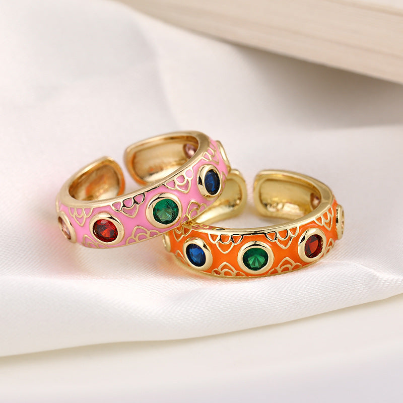 Venta al por mayor Anillo ajustable de apertura de ojo de diablo de cobre