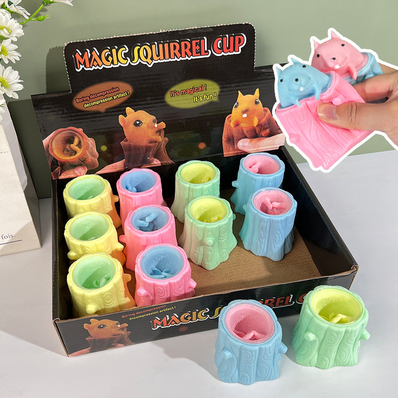 Wholesale 12pcs/box Halloween Decompression Squirrel Squeeze Cup Decompression Vinyl Toy