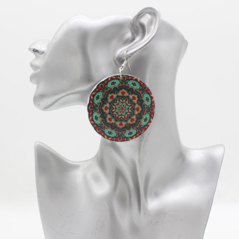 Pendientes De Madera Redondos De Estilo Nacional al por mayor