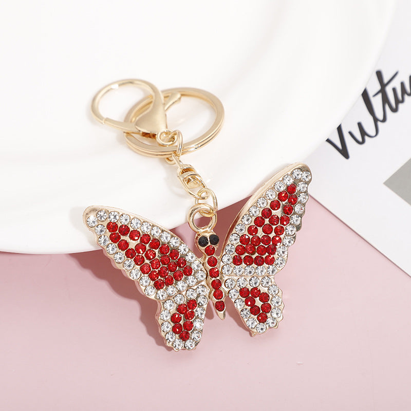 Wholesale Zinc Alloy Full Diamond Crystal Butterfly Keychain